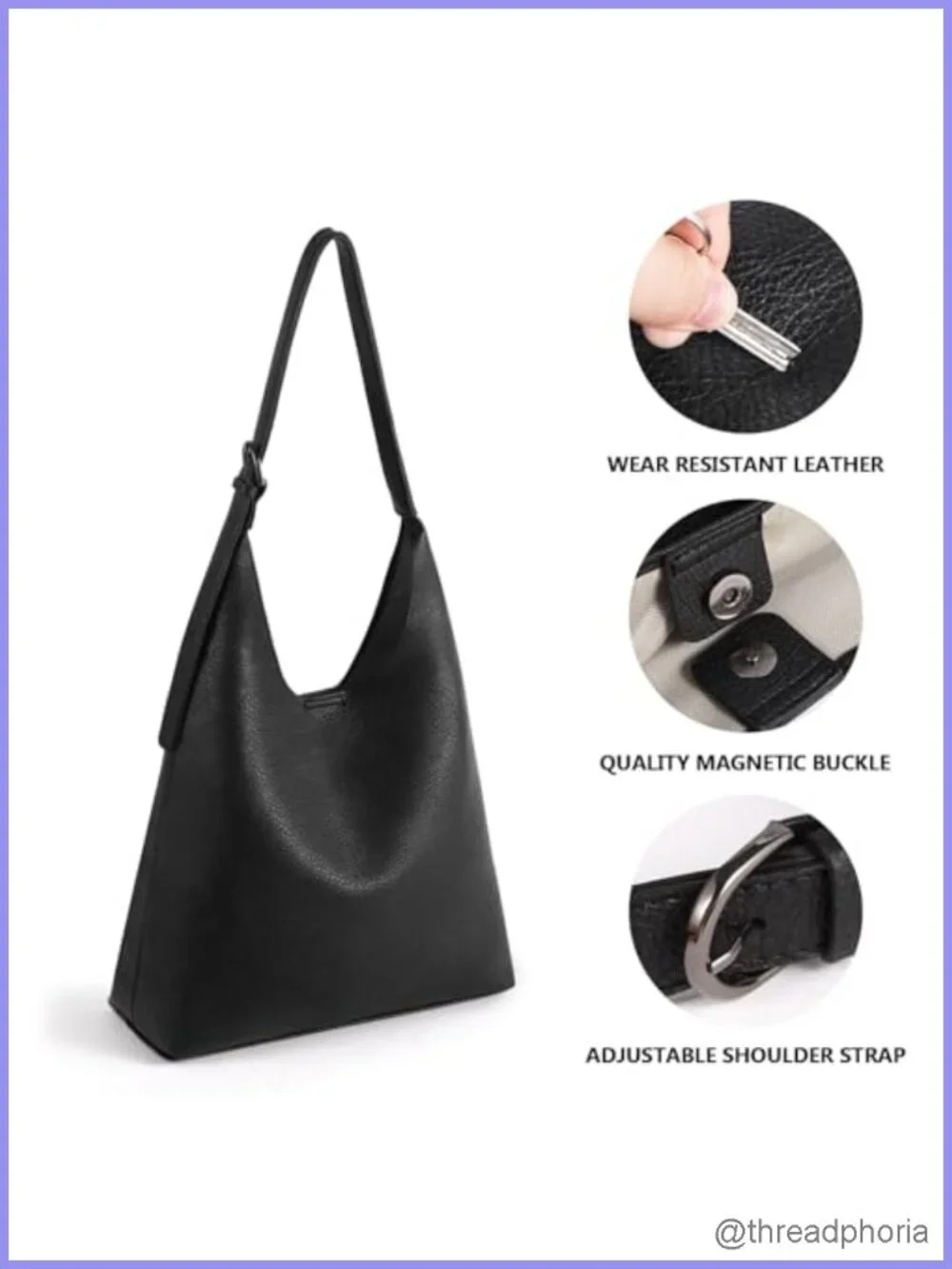 Vegan Leather Slouchy Hobo Shoulder Bag for Women Everyday Tote
